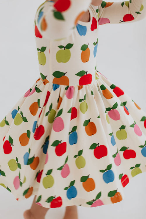 3/4 Sleeve Twirl Dress in Colorful Apples: Apples / 4