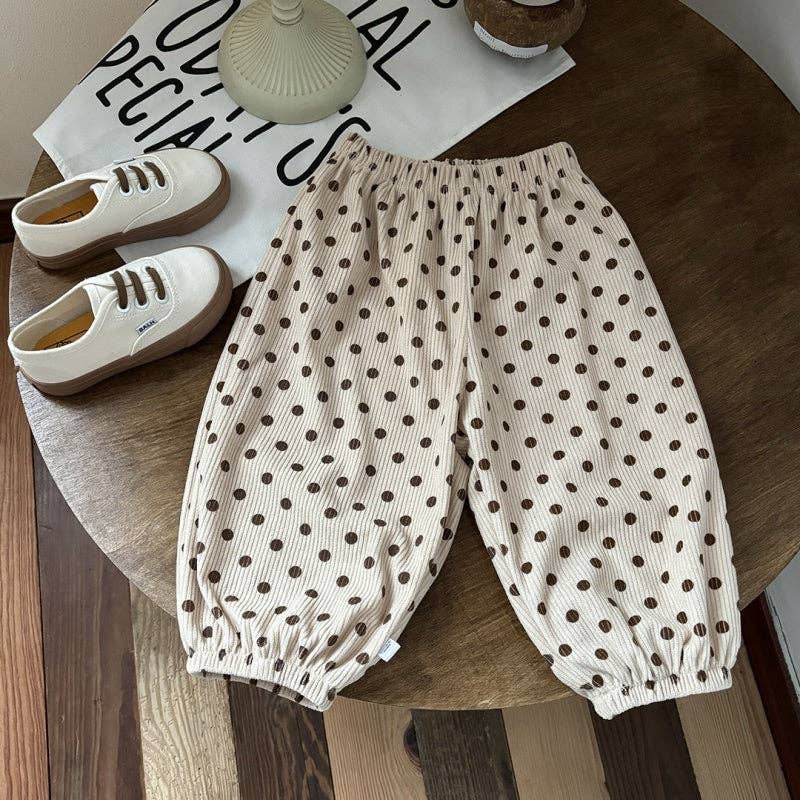 Baby & Kids Printed Casual Pants: Black Polka Dot / 4-5T