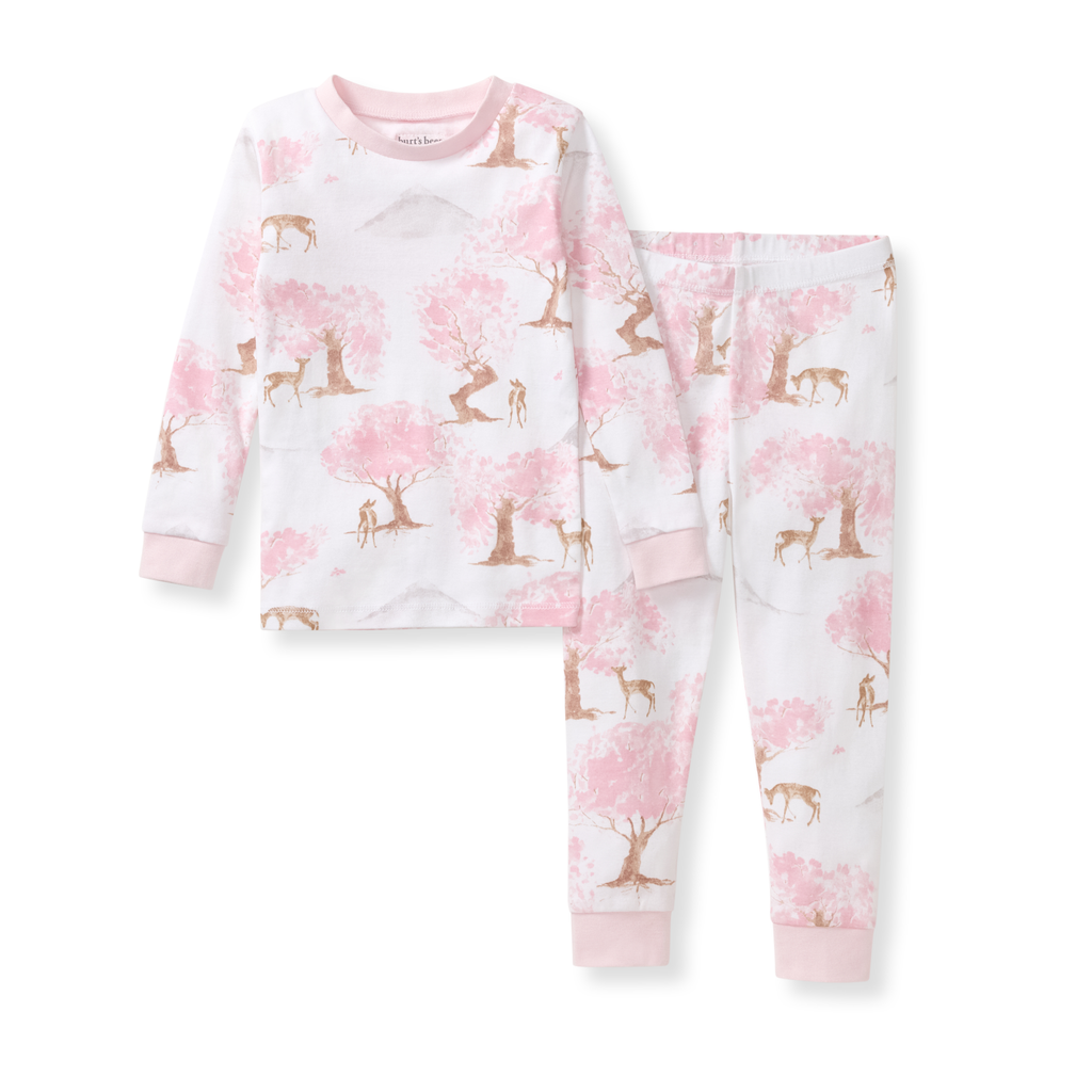 Cherry Blossom Tree Organic Cotton Two-Piece Pajamas: 3T