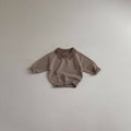 Baby Striped Collared Long Sleeve Top: Khaki / 5