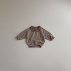 Baby Striped Collared Long Sleeve Top: Khaki / 5