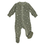 Hunter Leaves | Organic Cozy Zipper Footie: 0-3m
