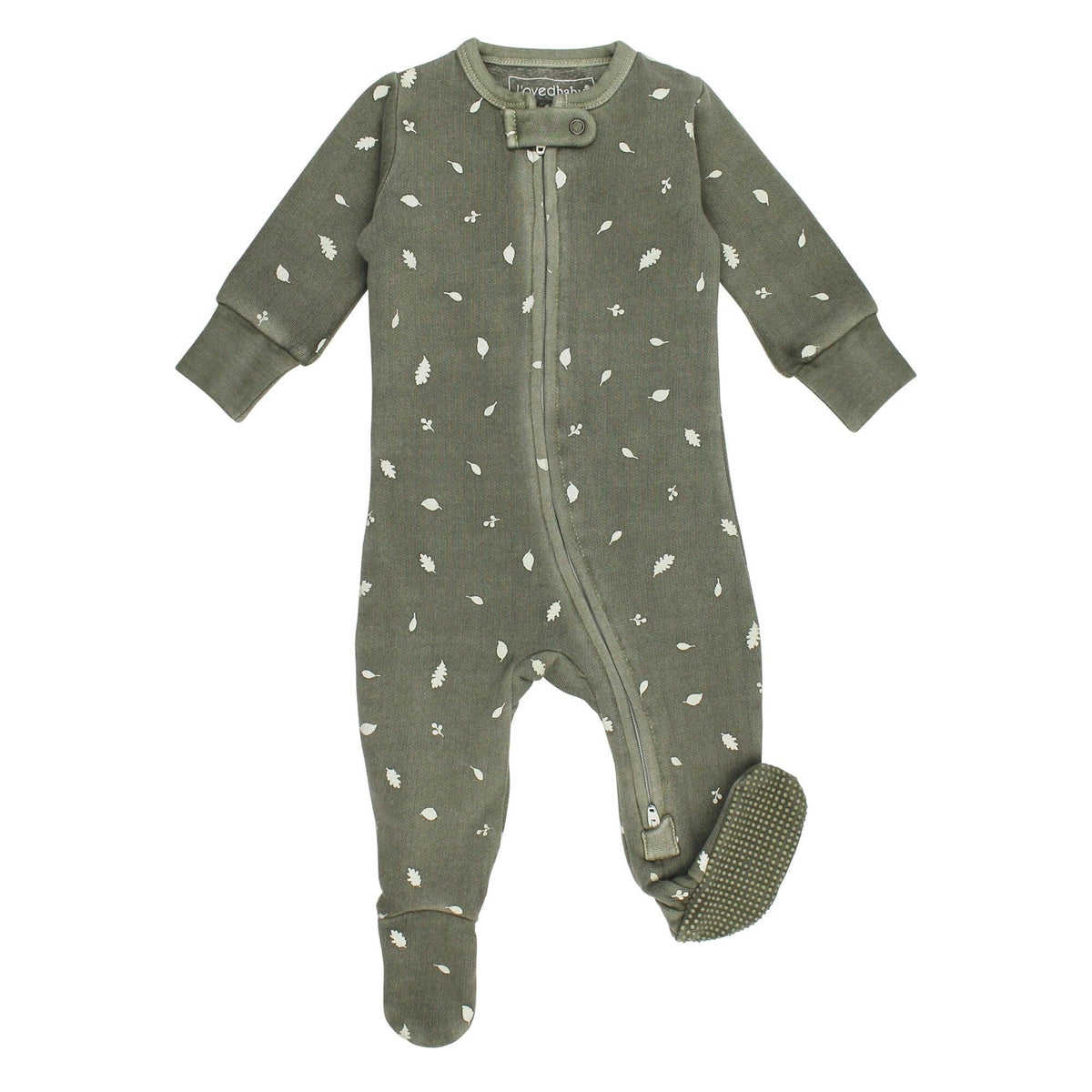 Hunter Leaves | Organic Cozy Zipper Footie: 0-3m