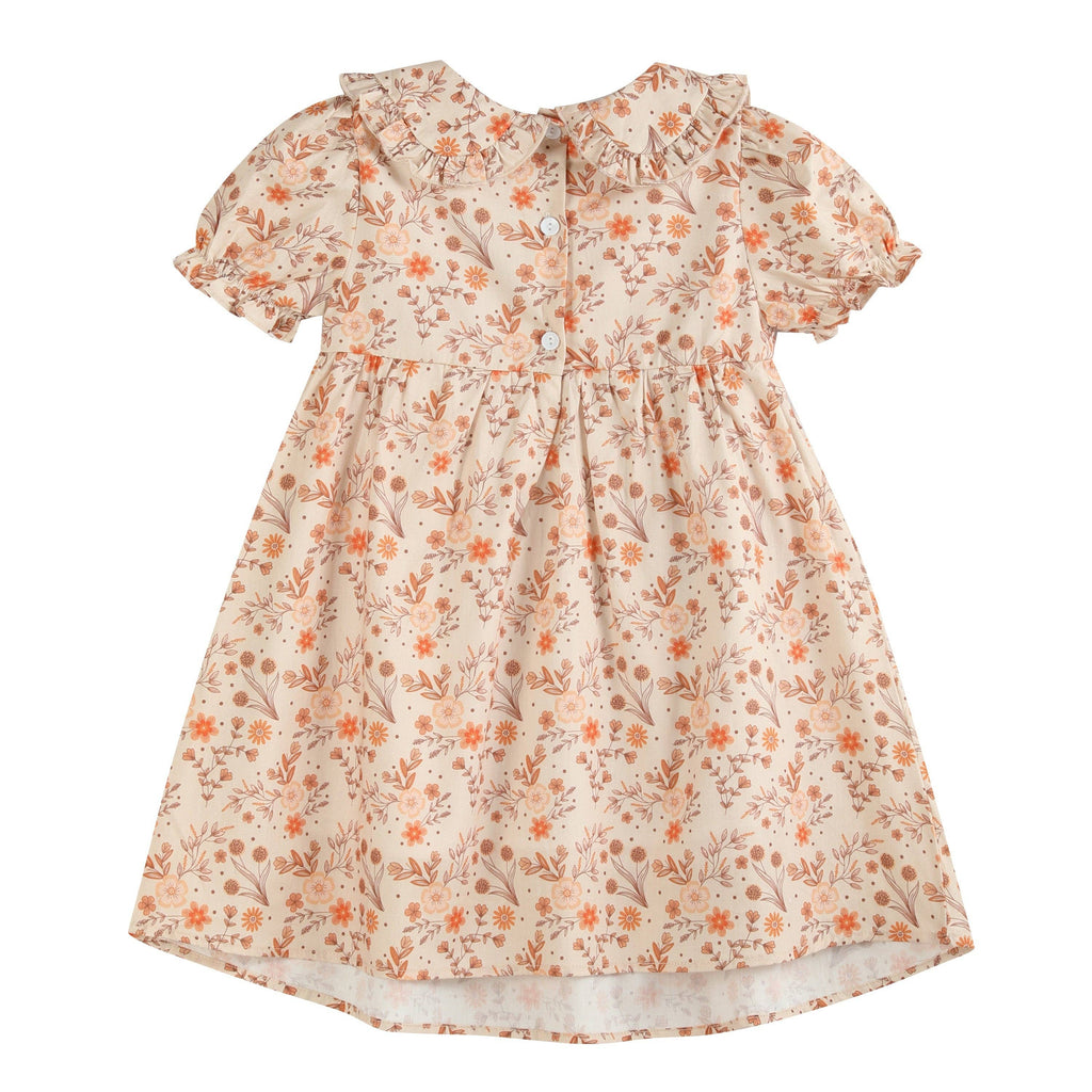 Brown Floral Collared Dress: 4T