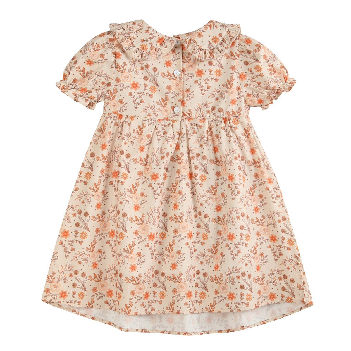 Brown Floral Collared Dress: 4T