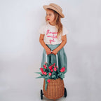 FLOWER MARKET GIRL | Kids Tee: Peach / 2-3Y / WHITE
