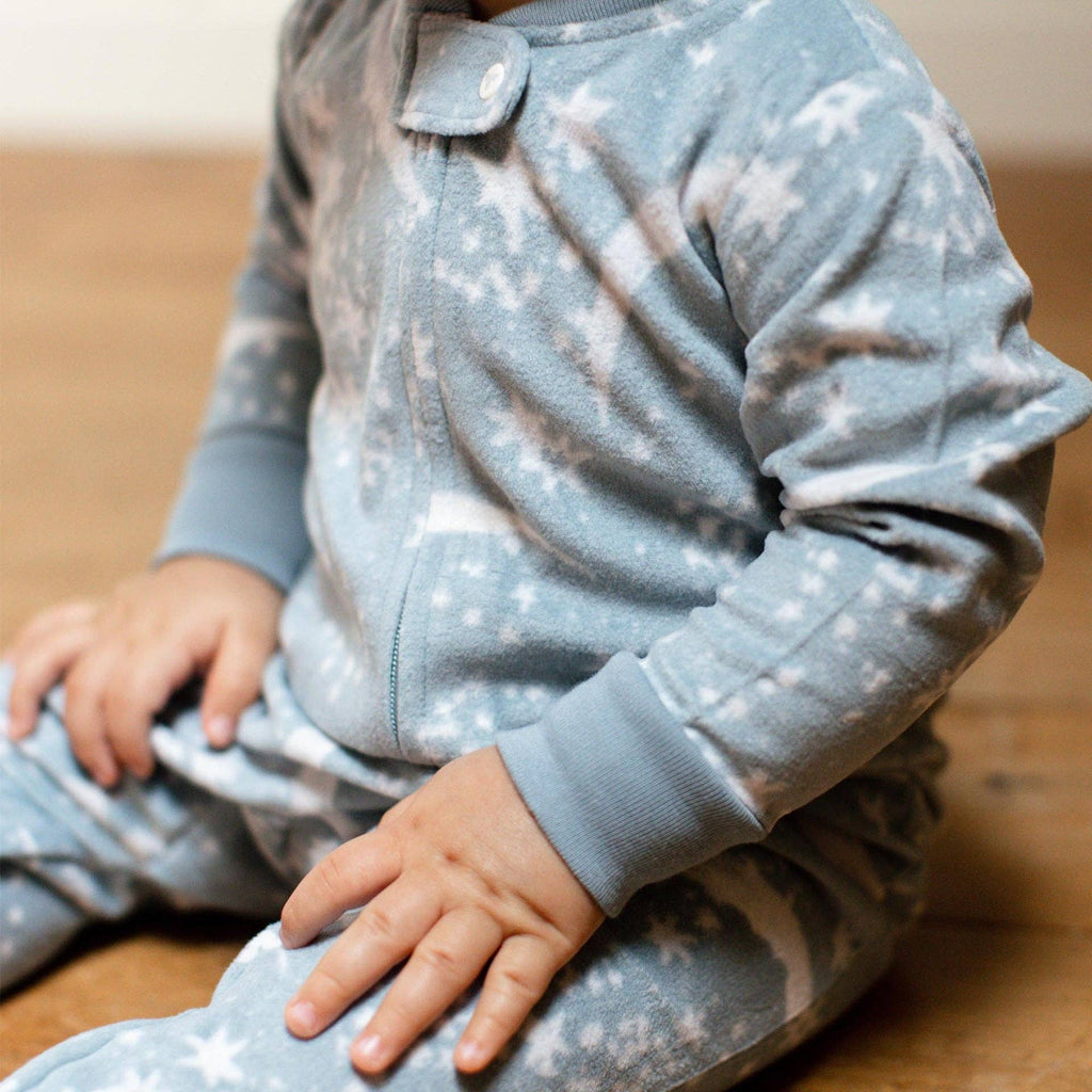 Celestial Moon polarbee™ Repreve® Fleece Pajamas - Mountain Blue: 0-3M