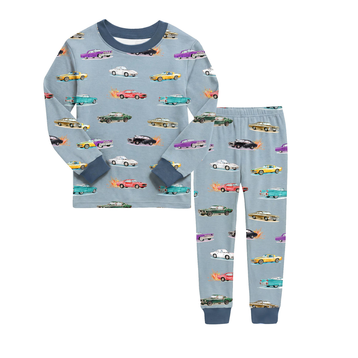 Bamboo Long Sleeve Pajama Set Vintage Cars: XXS(6-12M)