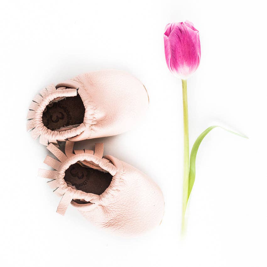 Rose Blush Leather Moccs Shoes Baby and Toddler: 3   (9m)4.75"
