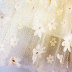S15 15051-B 3D Floral Mesh Midi Tutu: BEIGE / 2-2-2;2T-3T-4T