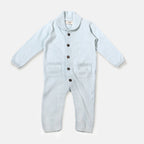 Milan Shawl Sweater Knit Baby Jumpsuit (Organic cotton): Blue / 18-24
