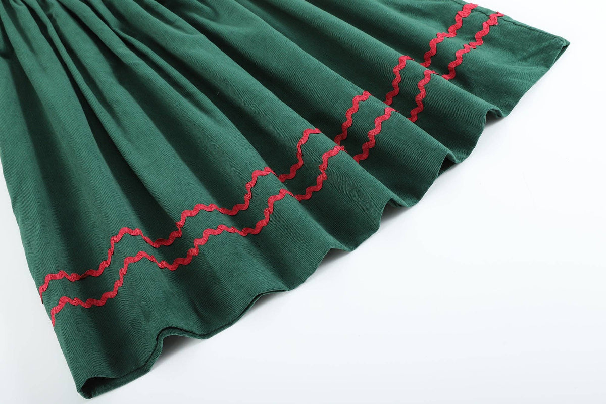 Green Christmas Mistletoe Smocked Bishop Dress: 3T