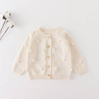 Textured Knit Baby Button Cardigan: White / 18M