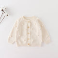 Textured Knit Baby Button Cardigan: White / 2