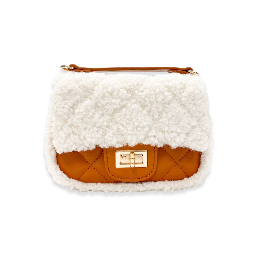 B1388 Sherpa Mixed Quilted Purse (3 Colors): Camel