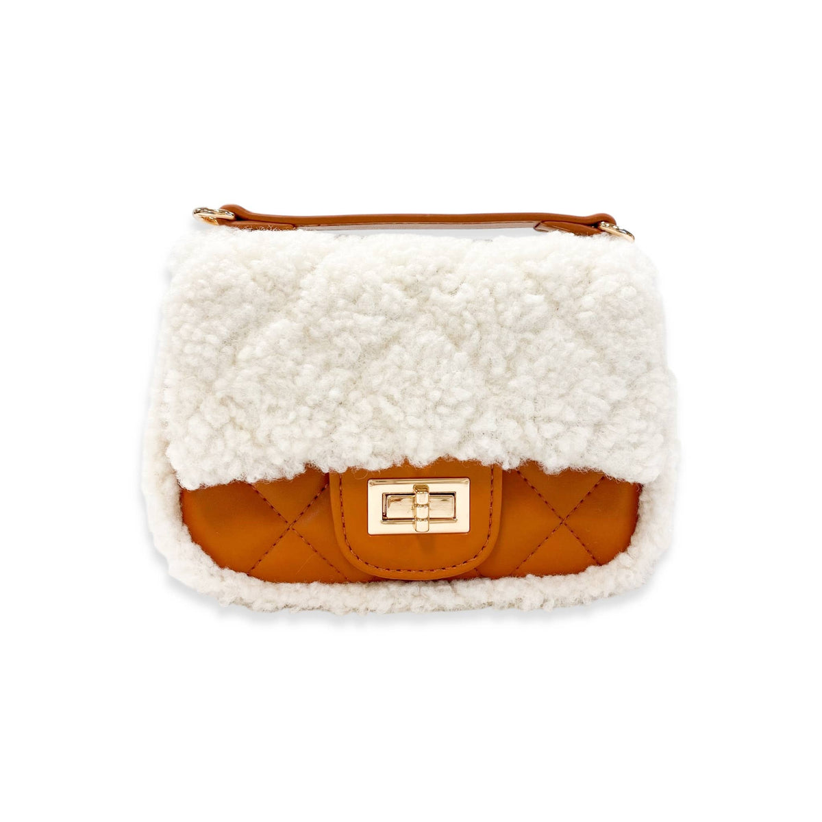 B1388 Sherpa Mixed Quilted Purse (3 Colors): Camel