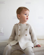 Hooded Double Button Baby Coat Jacket (Organic) 4 Colors: Stone / 6-12M