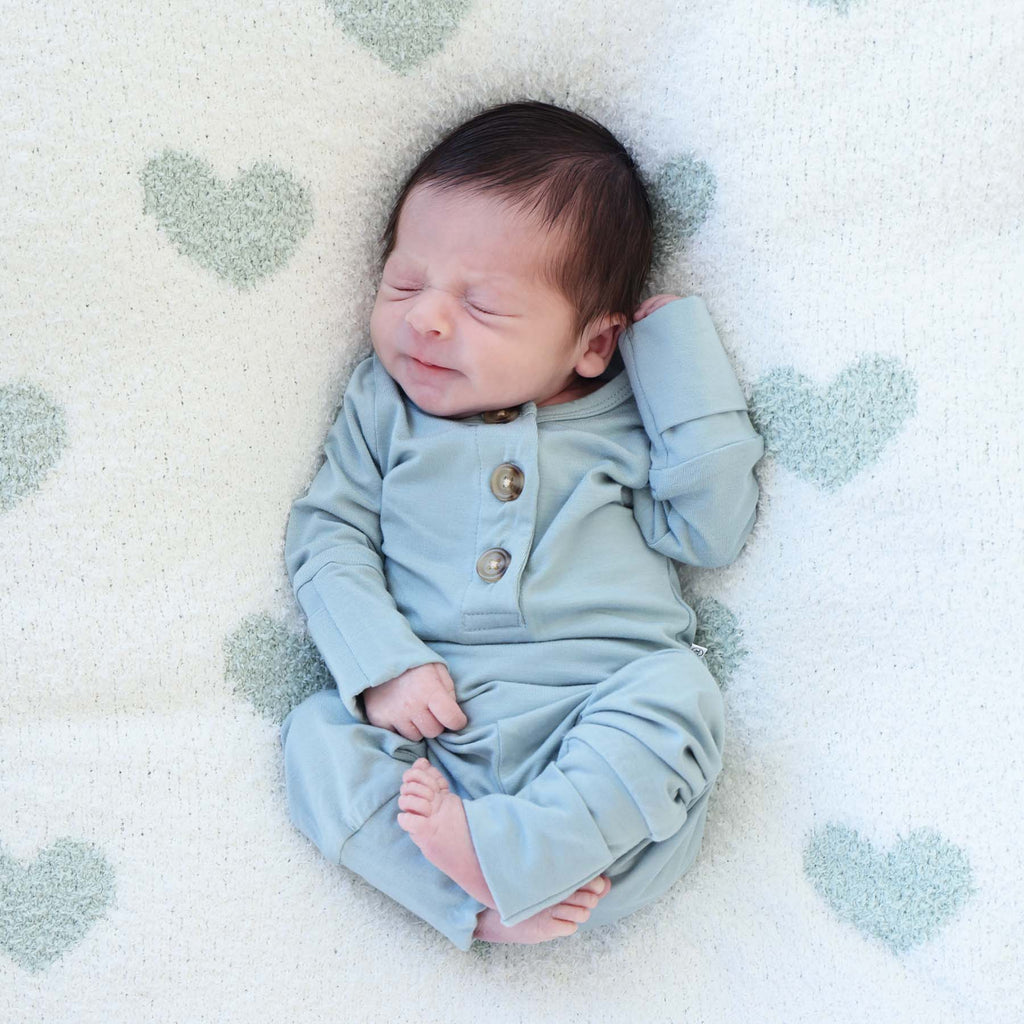 Two-Piece Bamboo Button Top & Bottom | Ocean: 6-12 months