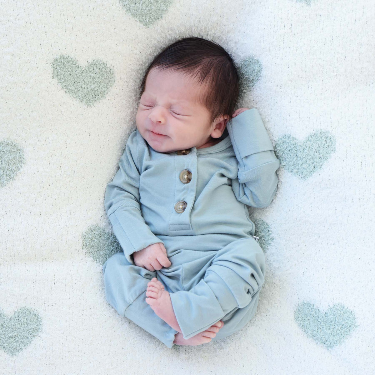 Two-Piece Bamboo Button Top & Bottom | Ocean: 6-12 months