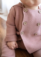 Hooded Double Button Baby Coat Jacket (Organic) 4 Colors: Stone / 6-12M