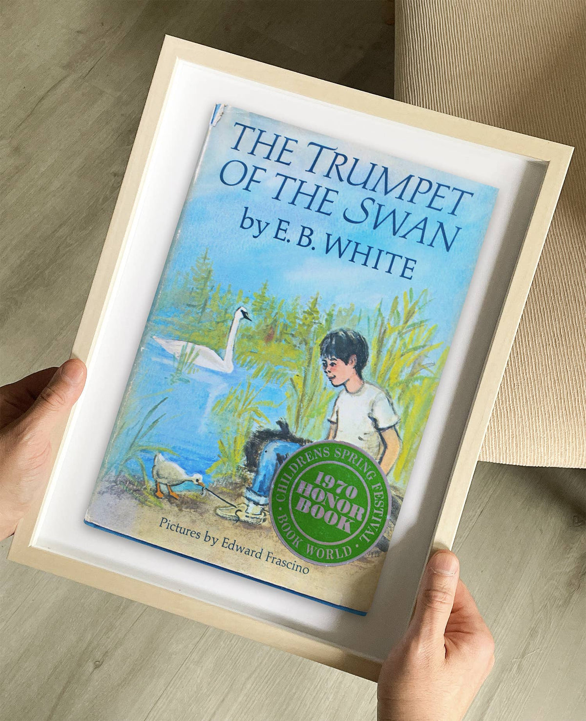 The Trumpet of The Swan by E.B. White Book Cover Print: Maple Frame / 11×14"
