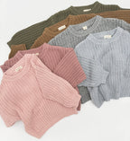 Baby Chunky Knit Braided Sweater | Pastels: Sunset / 3-6 months