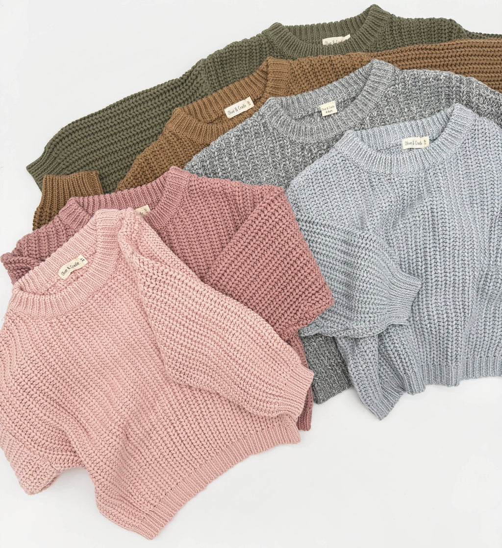 Baby Chunky Knit Braided Sweater | Pastels: Taupe / 4/5T