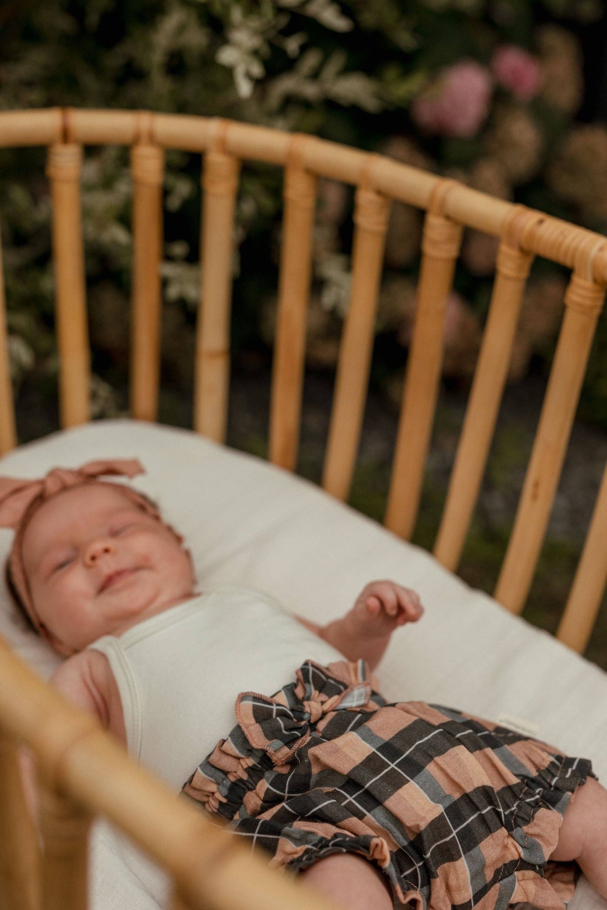 Adobe Chia Plaid | Organic Muslin Ruffle Bloomer: 0-3m