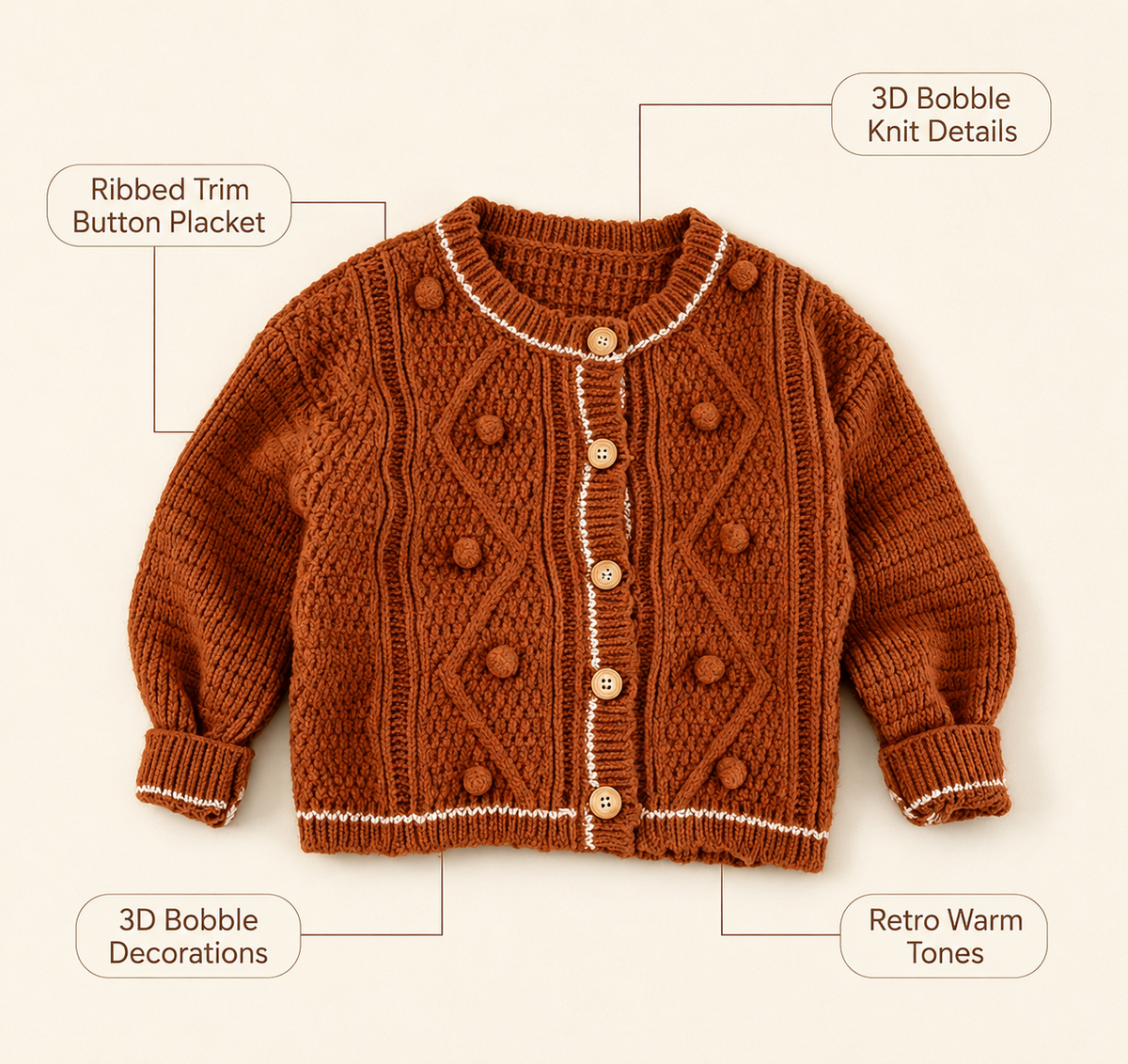 Baby Cable Knit Button Cardigan: 12M