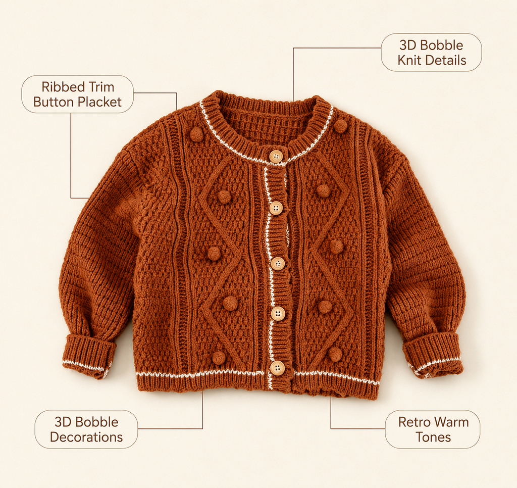 Baby Cable Knit Button Cardigan: 2