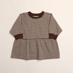 Kelsey Dress in Turtledove Chocolate Stripe: 3T
