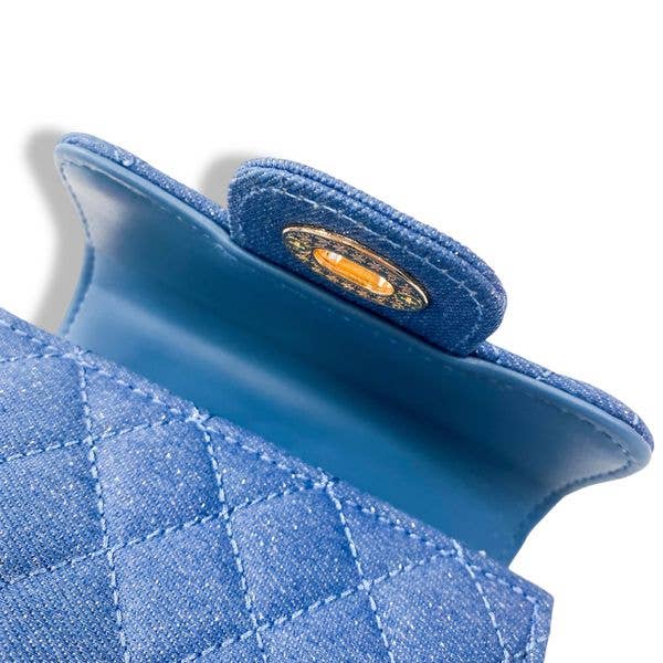 B1382 Sparkly Denim Quilted Purse (3 Colors): Black