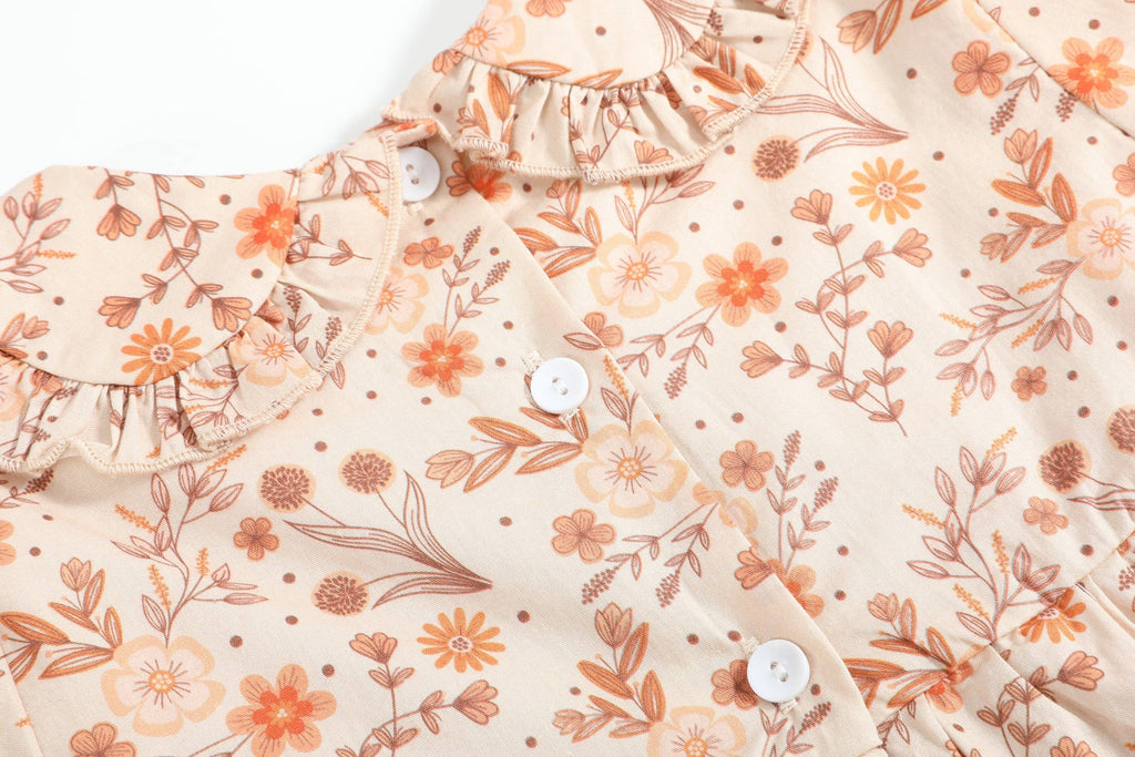 Brown Floral Collared Dress: 4T