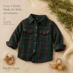 Oversized Holiday Plaid Flannel Shacket: 12-18 months