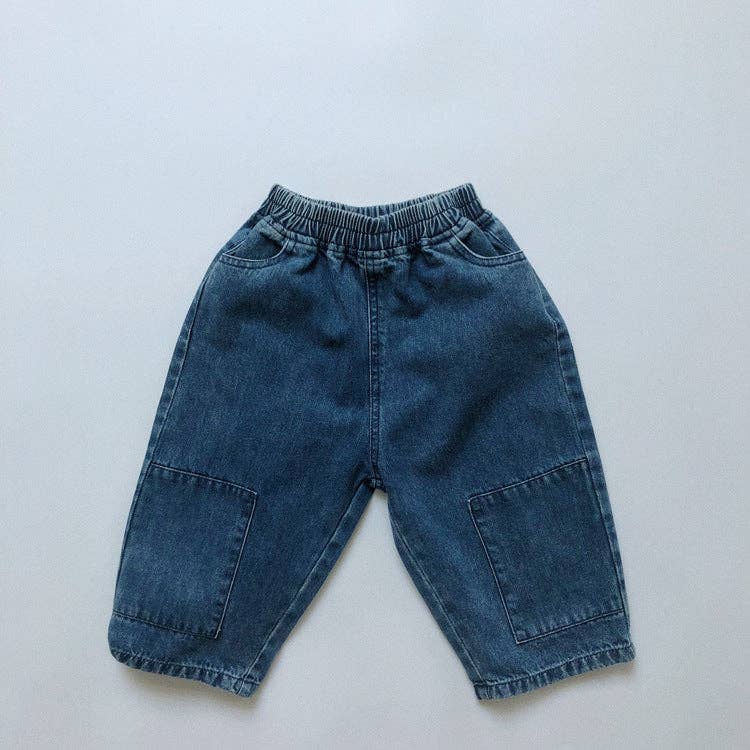 Kids Denim Trousers Casual Retro Wide-Leg Pants: Denim Blue / 12-18M