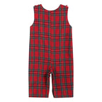Red and Green Christmas Plaid Smocked Overalls: 12-18M