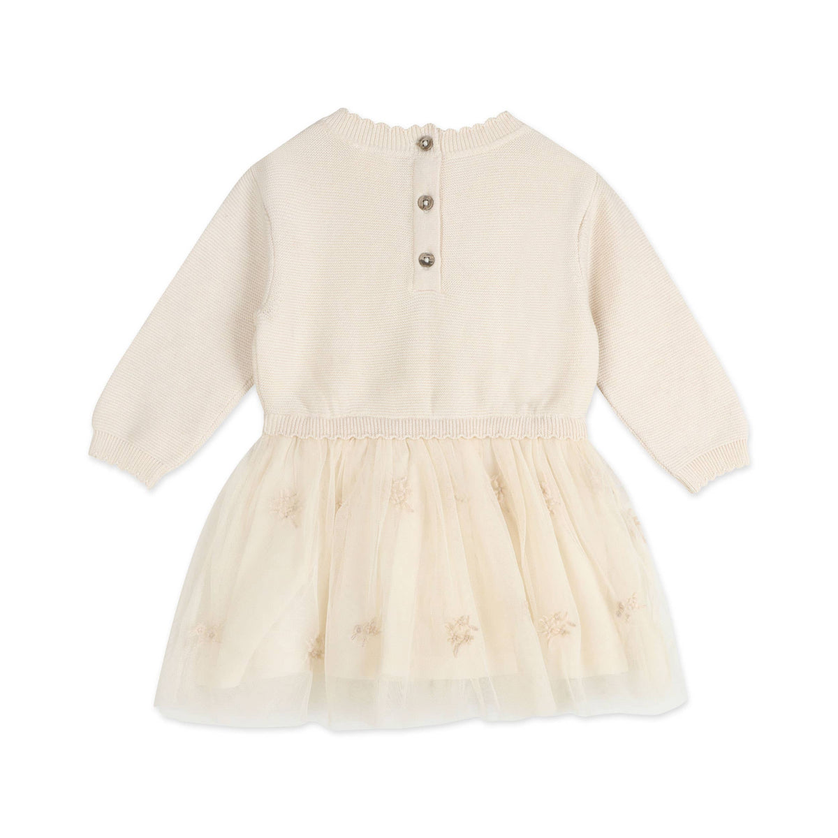 Clara Floral Knit Baby Tutu Dress (Organic Cotton): Ecru / 2-3T