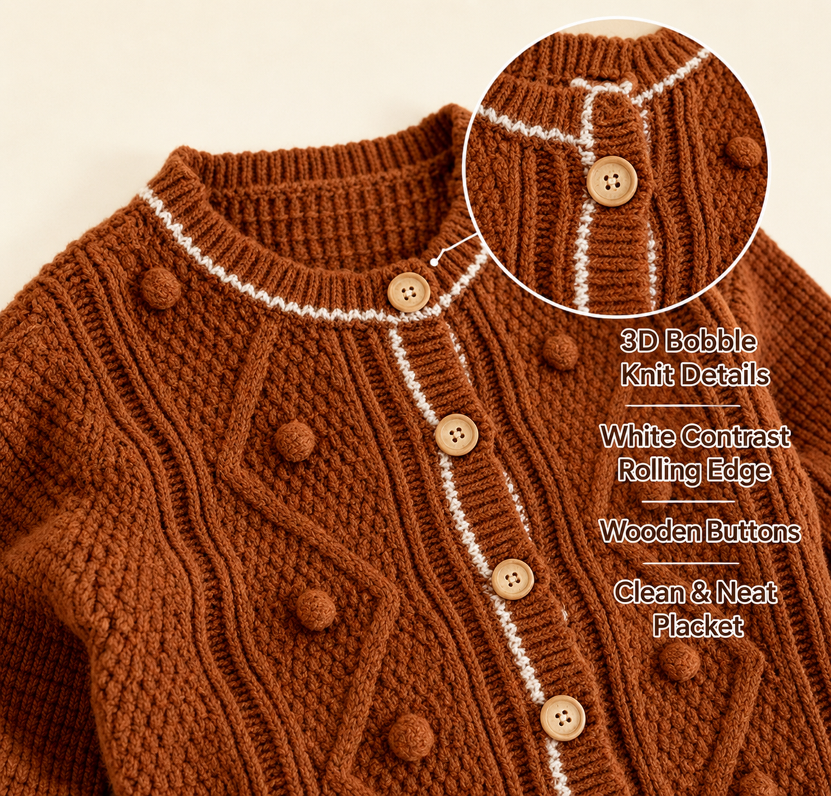 Baby Cable Knit Button Cardigan: 2