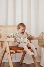 French Lace Cotton Tights: Oatmeal / XS/ 0-6m