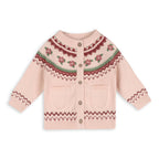 Lily Floral Fair Isle Knit Baby Cardigan (Organic Cotton): Sweet Pink / 12-18M