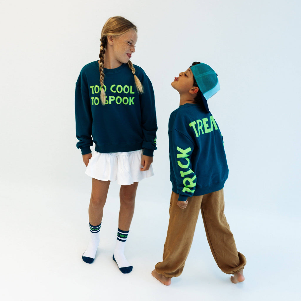 TOO COOL TO SPOOK | oversized drop shoulder | KIDS: DARK BLUE / 1-2 PULLOVER
