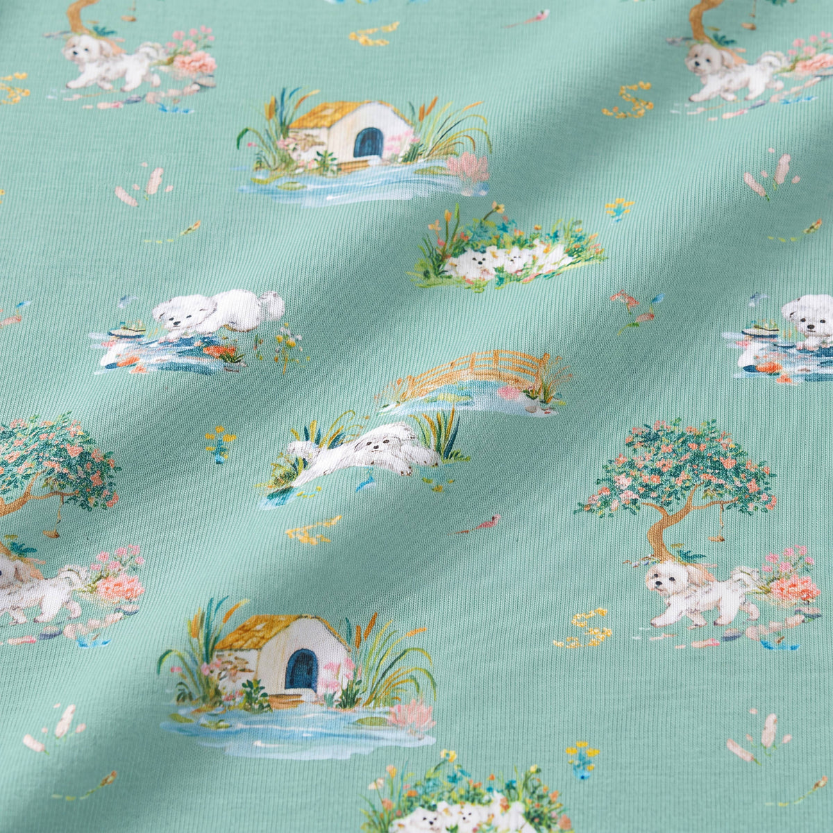 Bamboo Long Sleeve Pajama Set Puppy Lake: XS(12-18M)