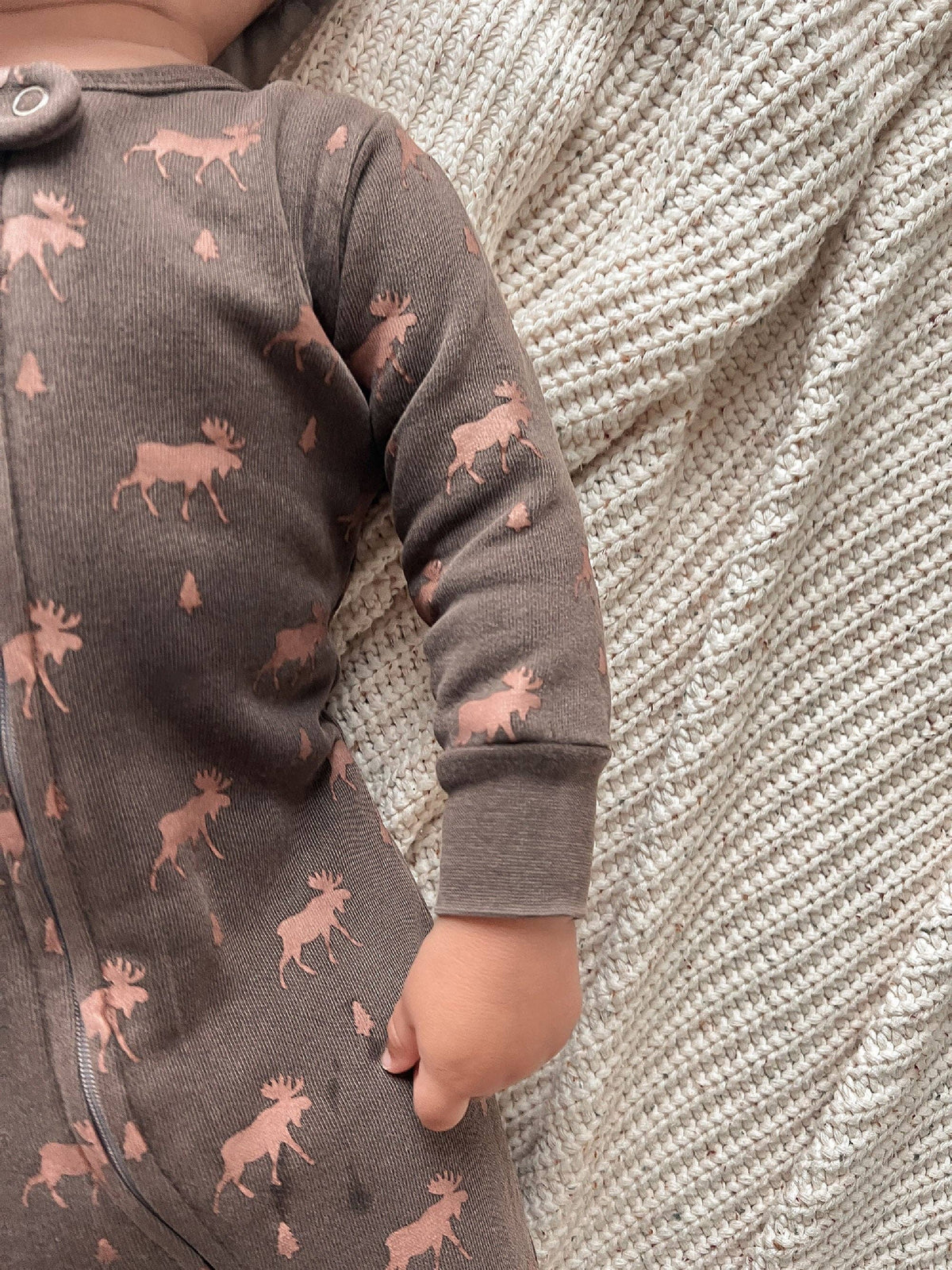 Bark Moose | Organic Cozy Zipper Footie: 6-9m