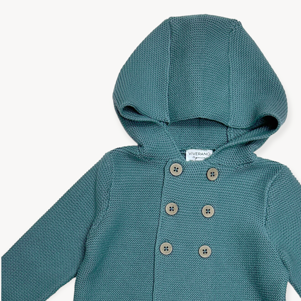 Hooded Double Button Baby Coat Jacket (Organic) 4 Colors: Stone / 18-24M