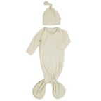 Ali+Oli Bamboo Layette Knotted Gown and Beanie for Newborns: Taupe