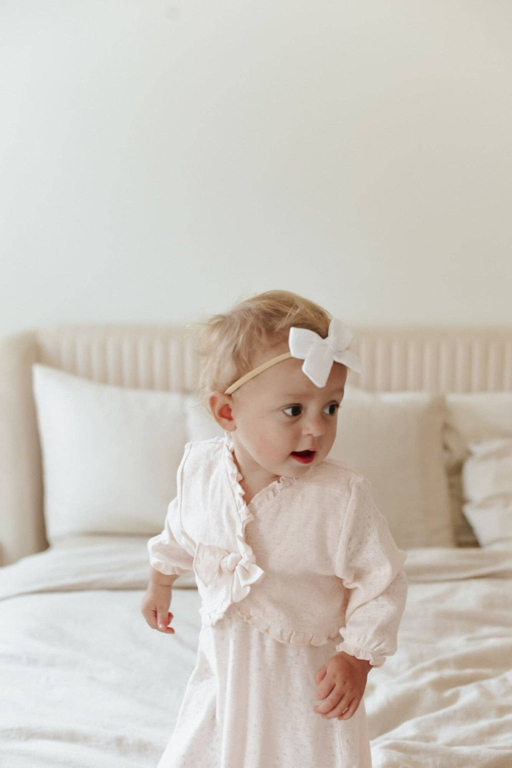 Cotton Candy | Organic Pointelle Ruffle Sweater: 9-12m