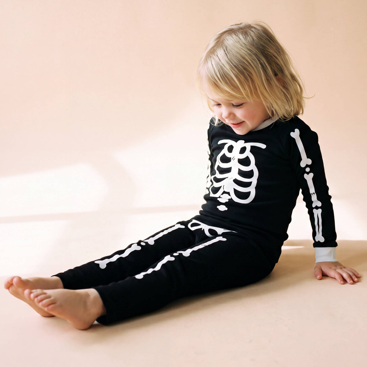 Glow in the Dark Pajama Set Halloween Skeleton White: White / XXS(6-12M)