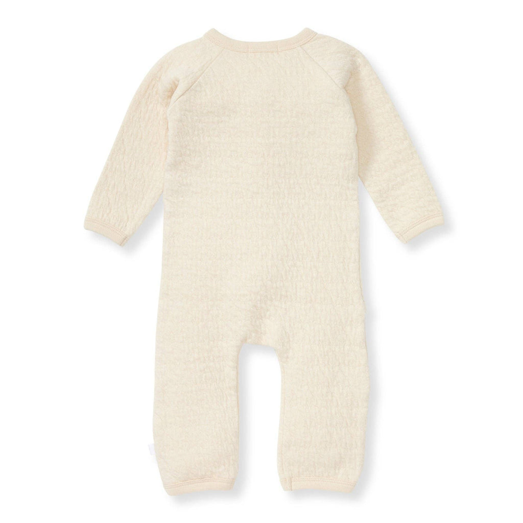 Organic Cotton Quilted Bee Wrap-Front Baby Jumpsuit - Oat: Oat / 12 Months
