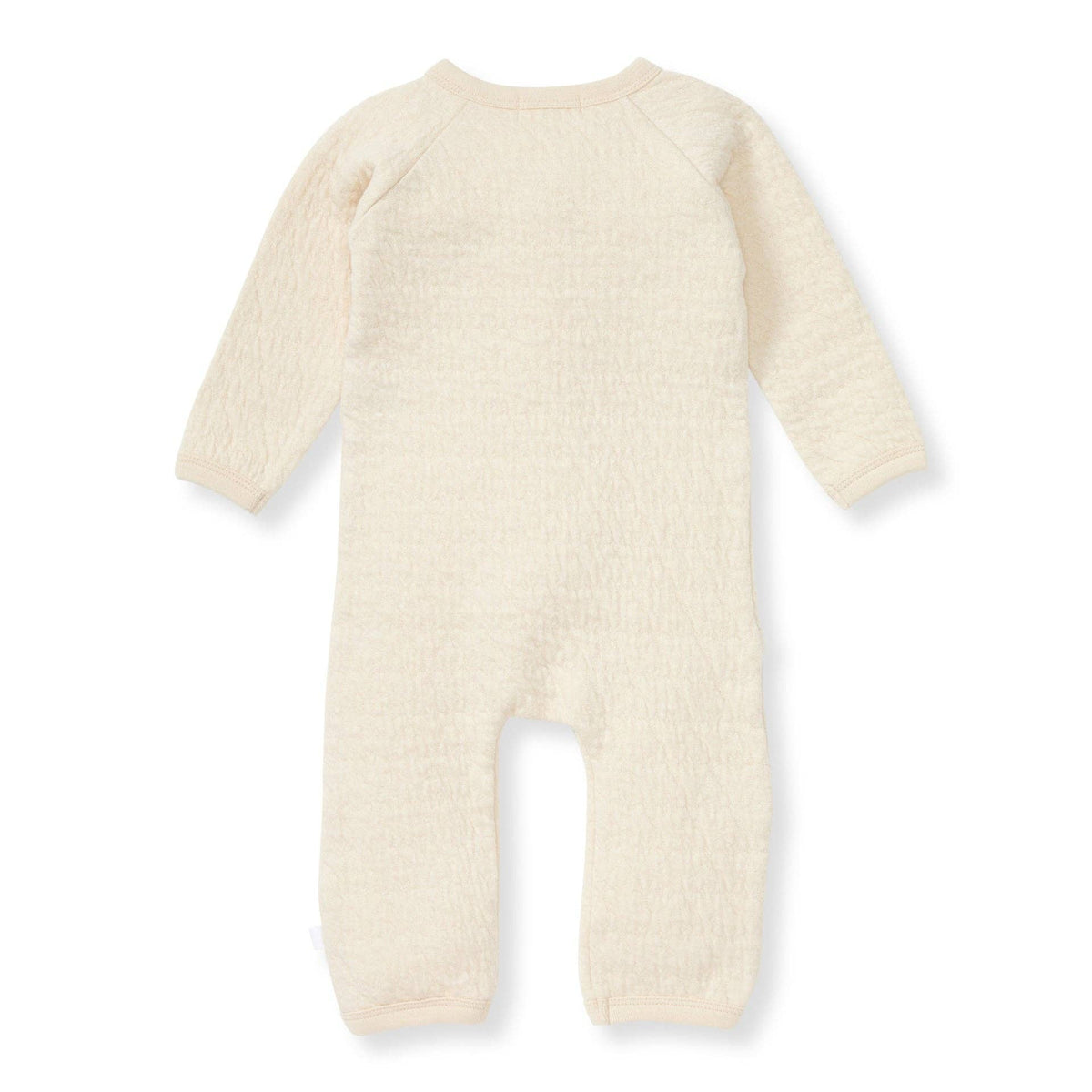 Organic Cotton Quilted Bee Wrap-Front Baby Jumpsuit - Oat: Oat / 12 Months
