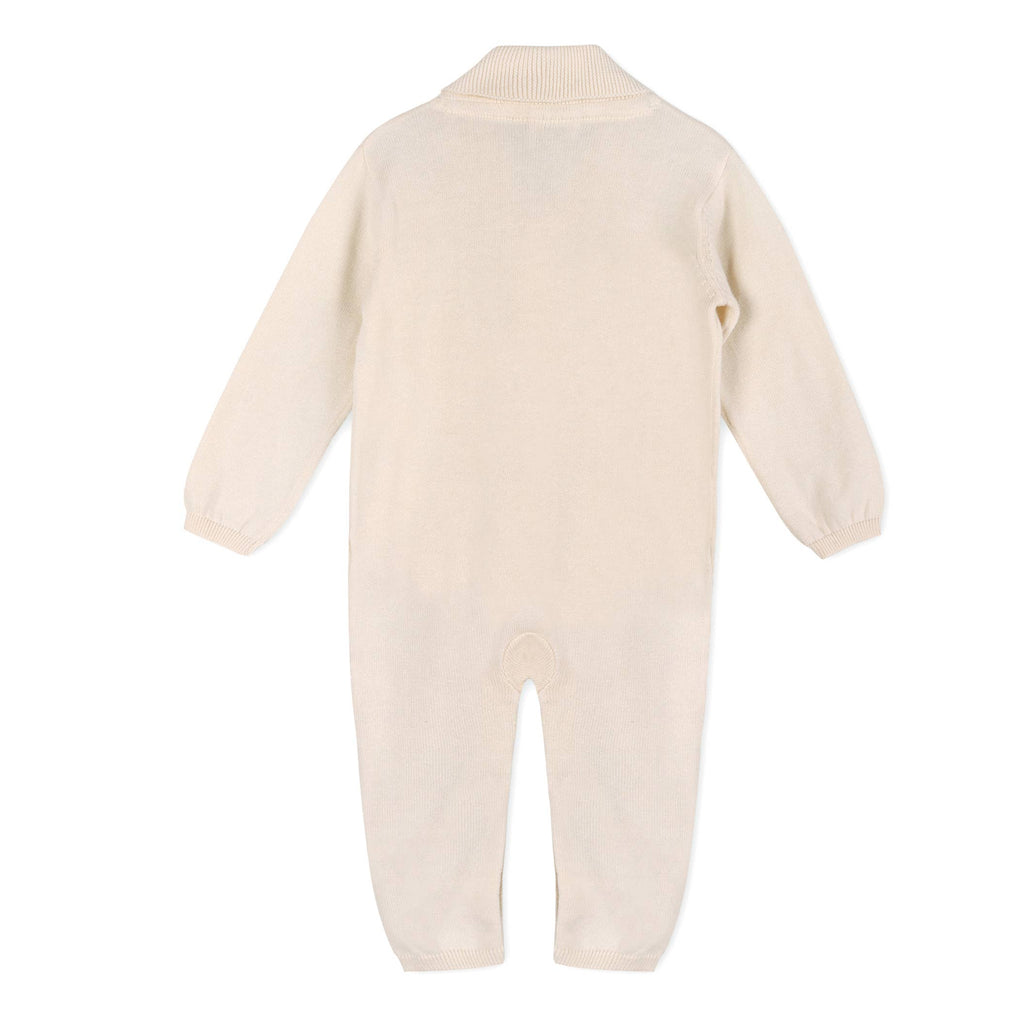 Milan Shawl Sweater Knit Baby Jumpsuit (Organic cotton): Blue / 18-24